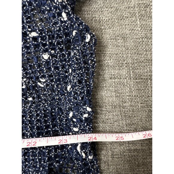 Drapers & Damons Navy & White Open Weave Cardigan Jacket Size Medium - Picture 6 of 6